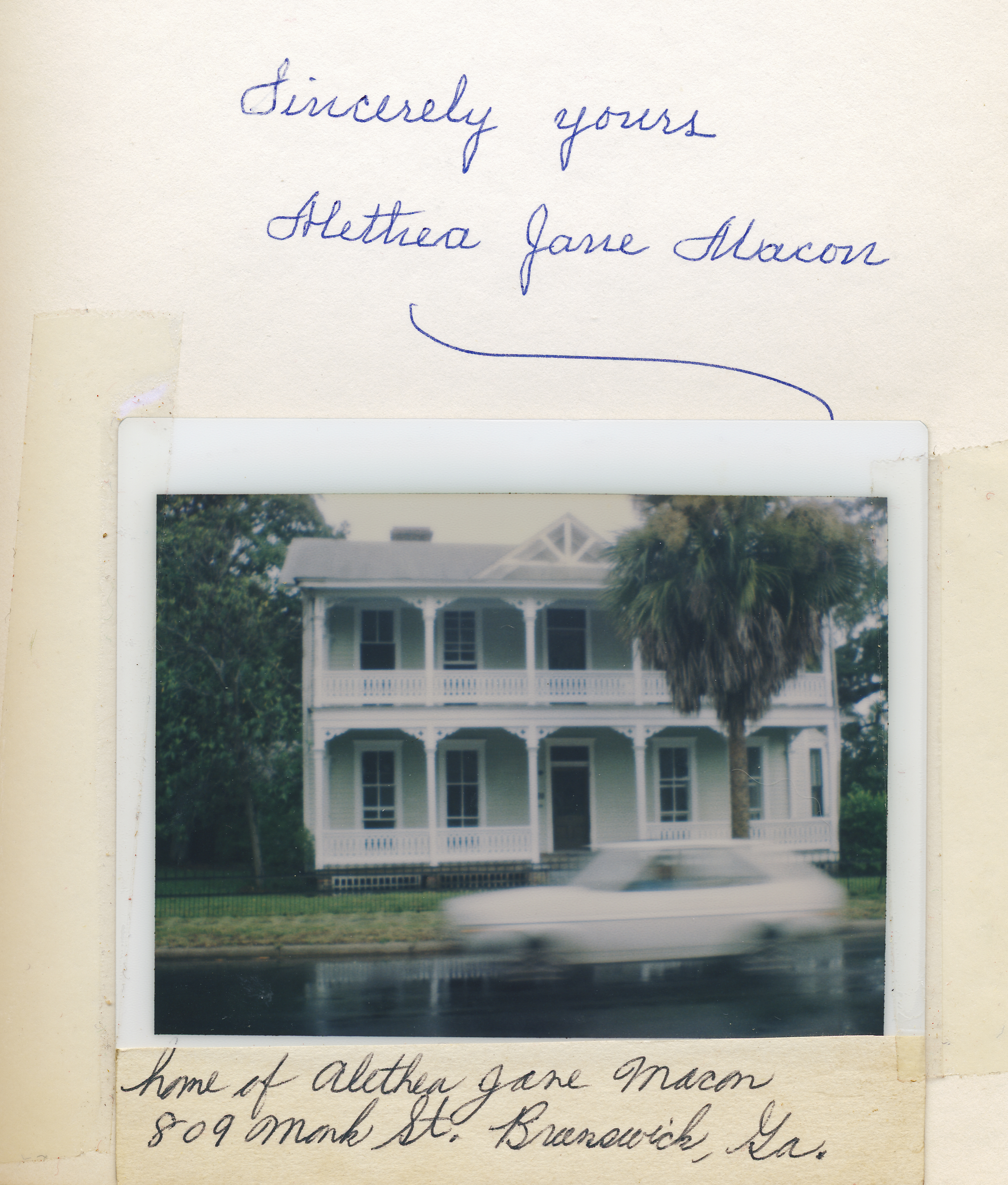 Signature and home of Alethea Jane Macon